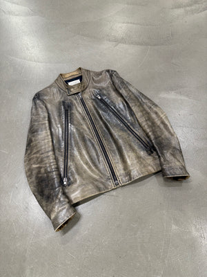 A/W2012 Maison Margiela distressed five zipper leather jacket