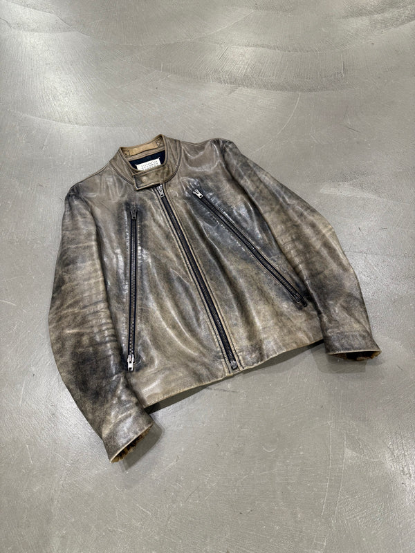 A/W2012 Maison Margiela distressed five zipper leather jacket