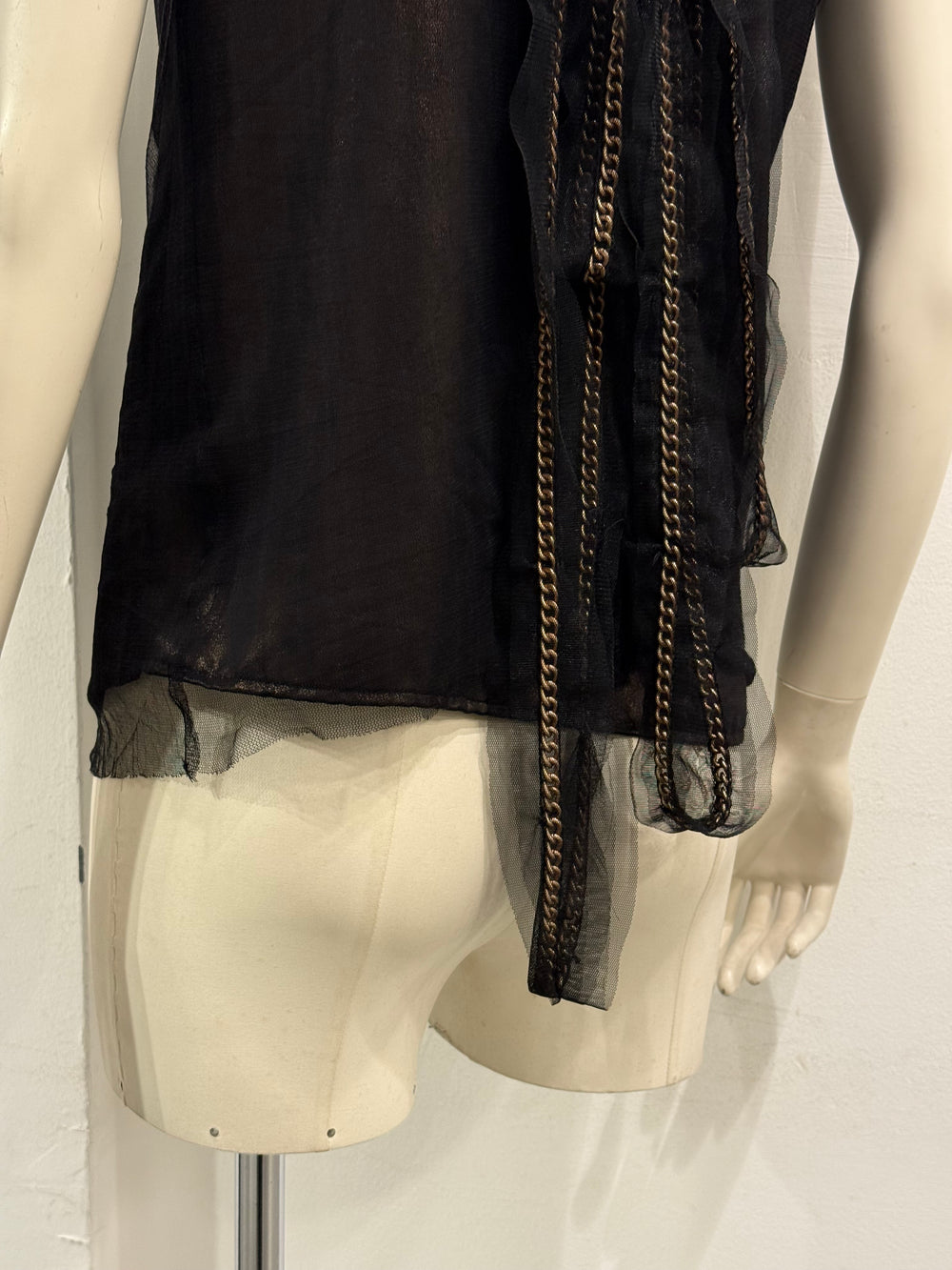2000s Plein Sud metal chain draped sleeveless top