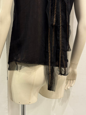 2000s Plein Sud metal chain draped sleeveless top
