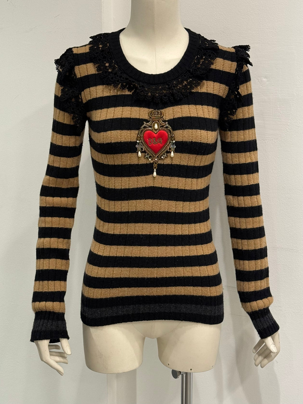 2020s Dolce & Gabbana wool & cashmere heart stripe knit