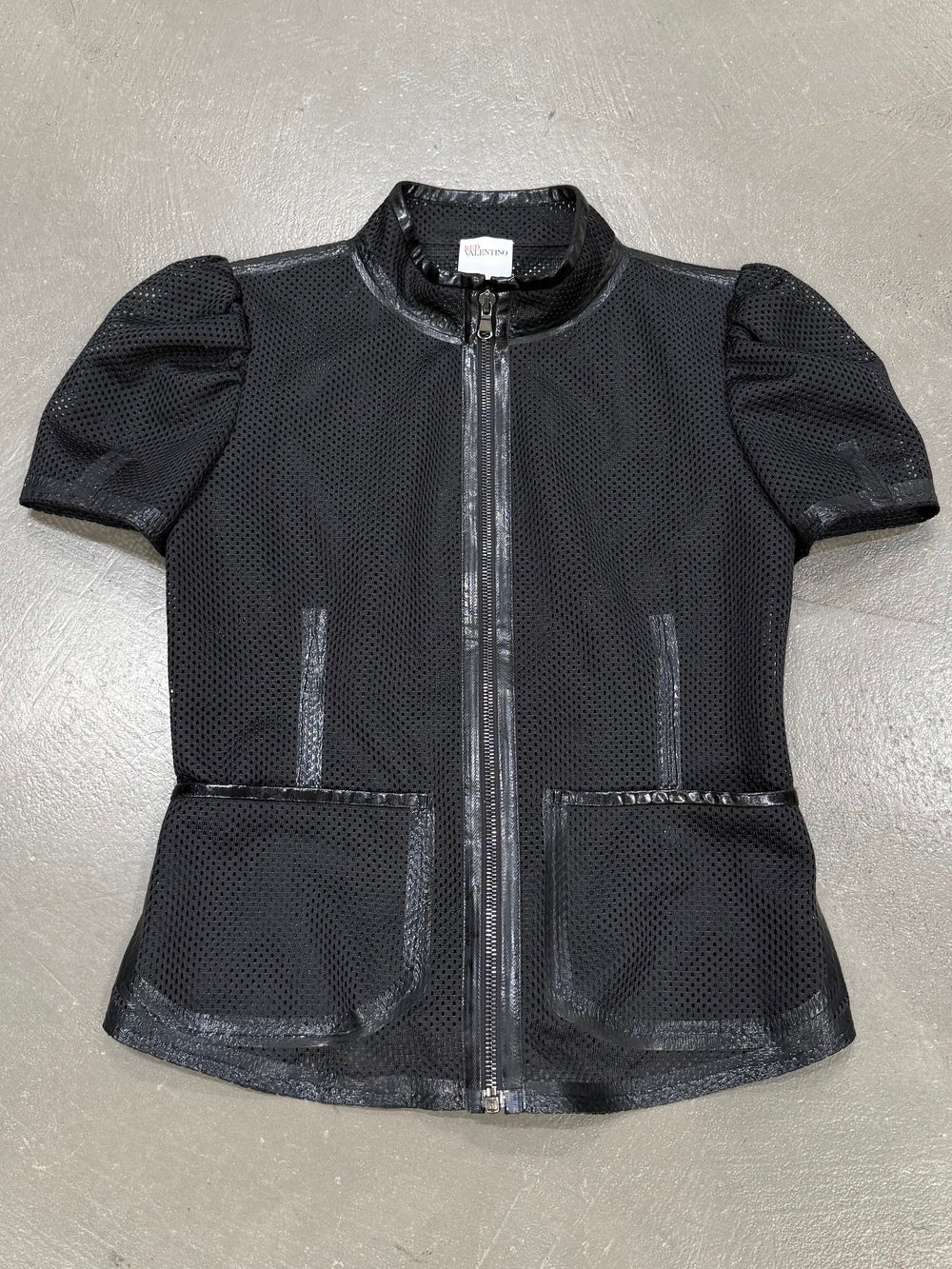 2000s Valentino mesh puff-sleeve top