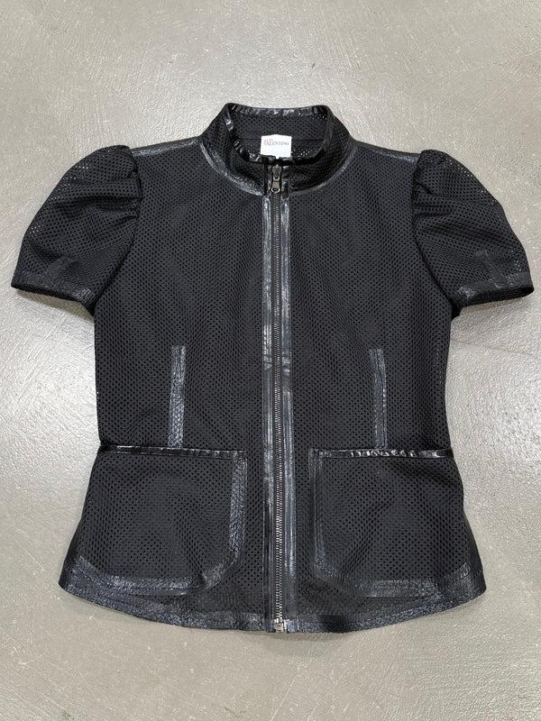 2000s Valentino mesh puff-sleeve top