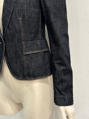 2002 Gucci by Tom Ford raw denim blazer jacket