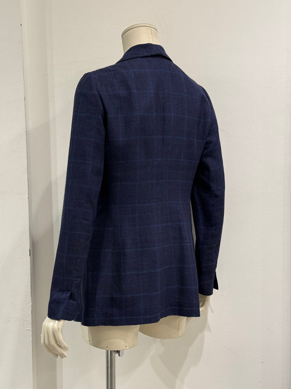 2000s Brunello Cucinelli double layer V-shape tartan blazer