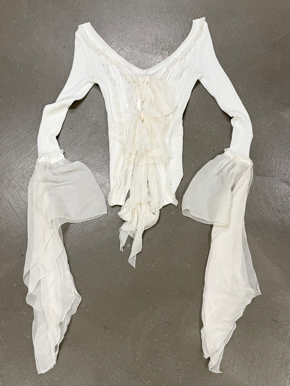 19990s Jean Paul Gaultier Sheer Ribbon-Tie corset blouse