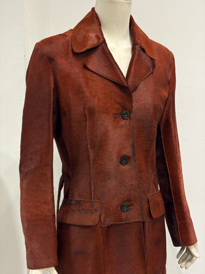 A/W2000 Roberto Cavalli pony hair leather belted coat