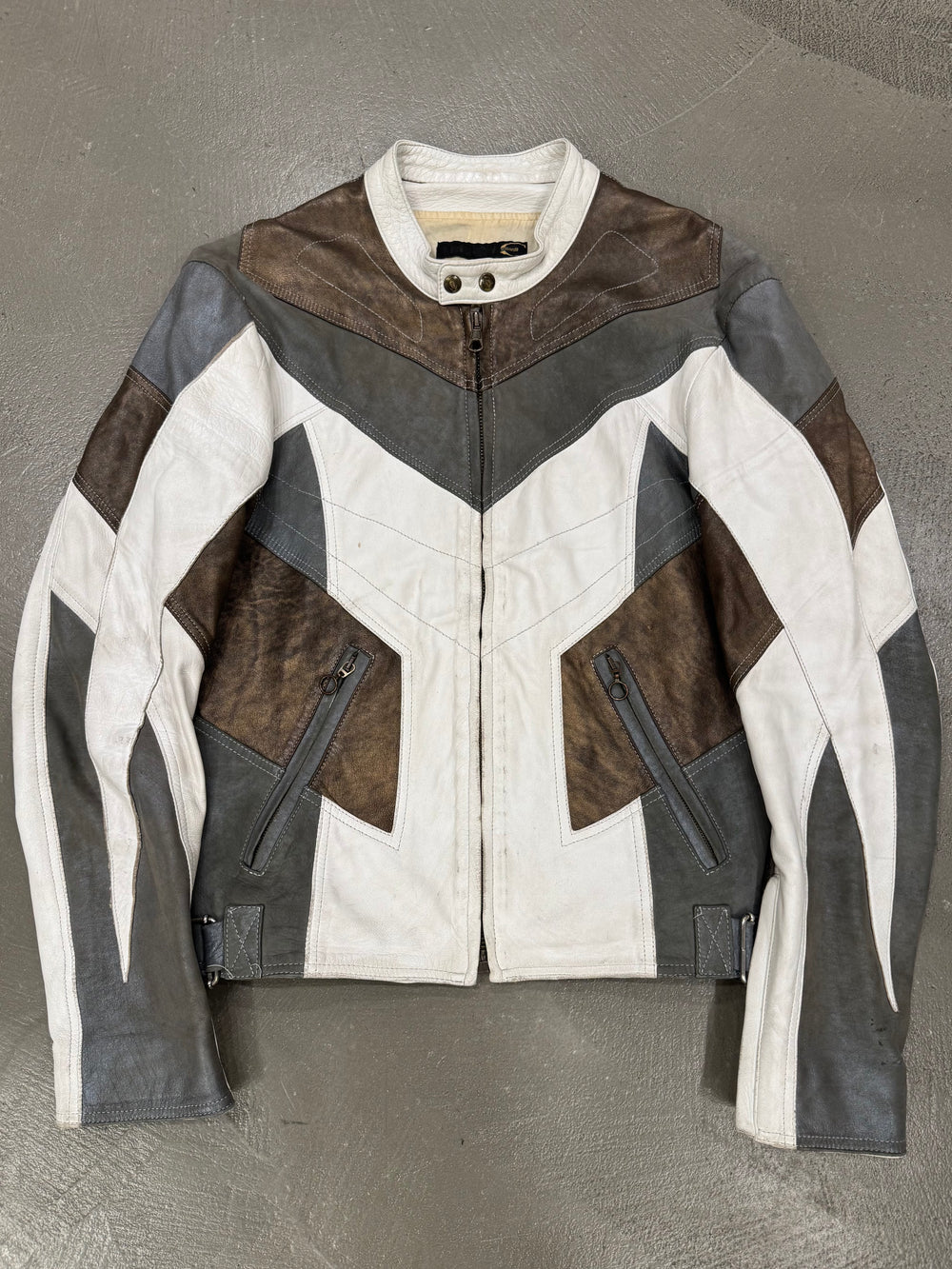 S/S2004 Roberto Cavalli paneled biker leather jacket