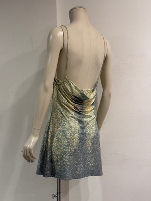 1999 Roberto Cavalli abstract print cowl neck mini dress