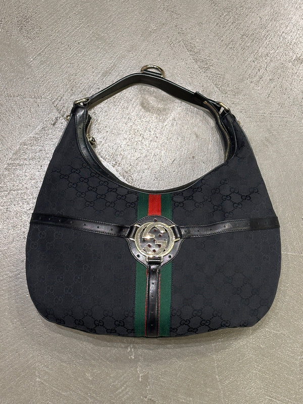 2000s Gucci GG canvas web hobo bag