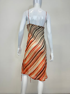 S/S 2001 Jean Paul Gaultier silk stripe mesh sheer dress