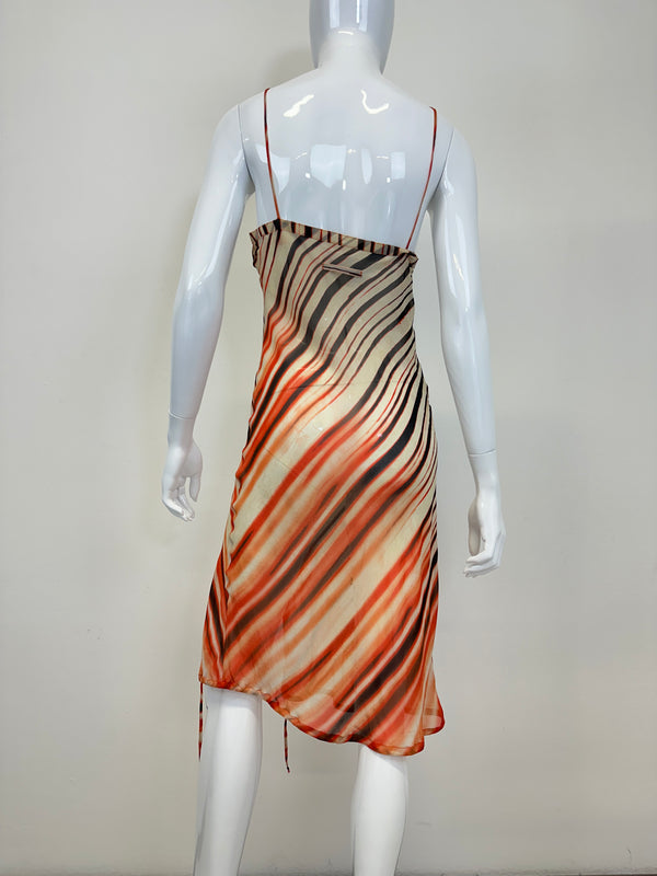 S/S 2001 Jean Paul Gaultier silk stripe mesh sheer dress