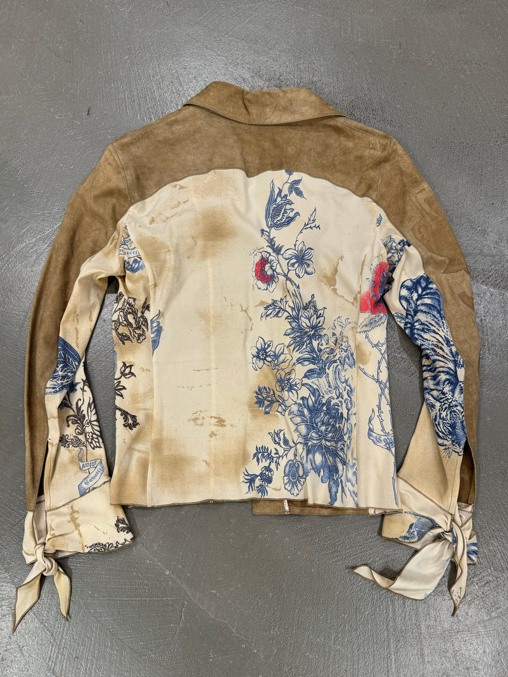 S/S2003 Roberto Cavalli tattoo hybrid Silk and Leather jacket