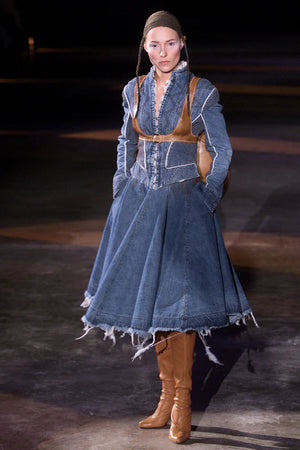 A/W2002 Alexander McQueen runway corseted denim jacket