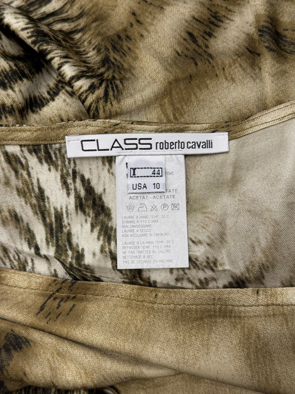 2000s Roberto Cavalli animal Print asymmetric midi skirt