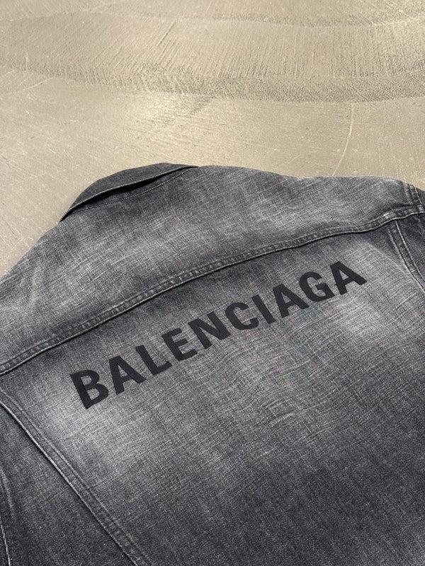Balenciaga faded logo oversized denim jacket