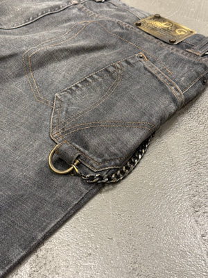 2003 Dolce & Gabbana asymmetrical heavy denim with chain