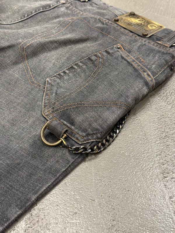 2003 Dolce & Gabbana asymmetrical heavy denim with chain