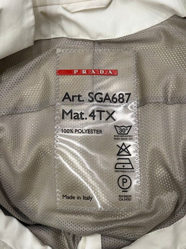 2000s Prada white zip jacket with red piping