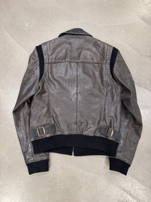 2000s Dolce & Gabbana military leather bomber jacket