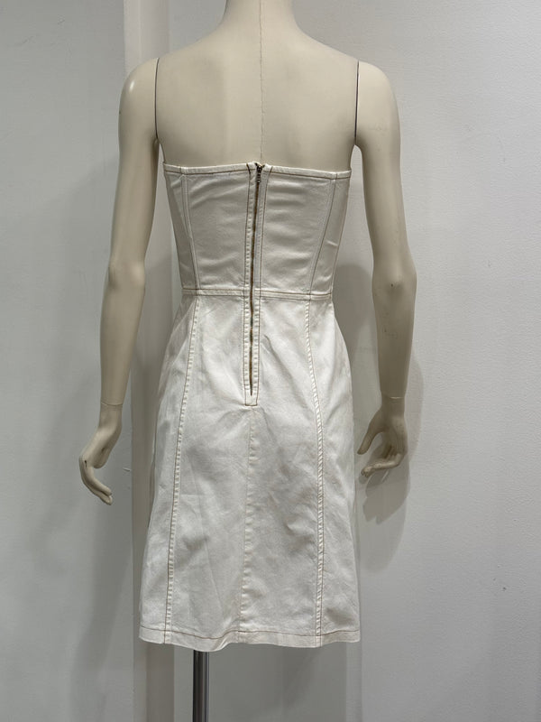 2000s Dolce & Gabbana lace-up midi white dress