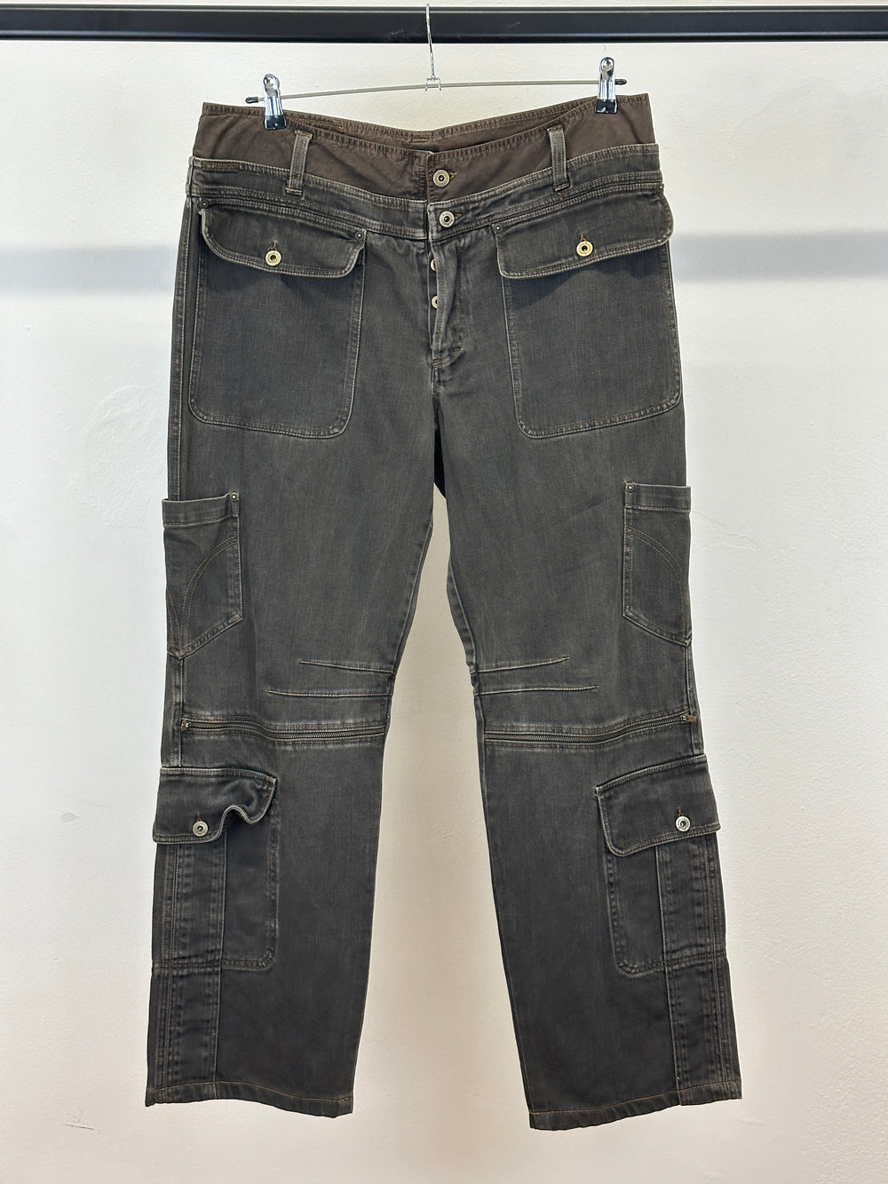 A/W2003 Dolce & Gabbana double waisted oversized cargo pants