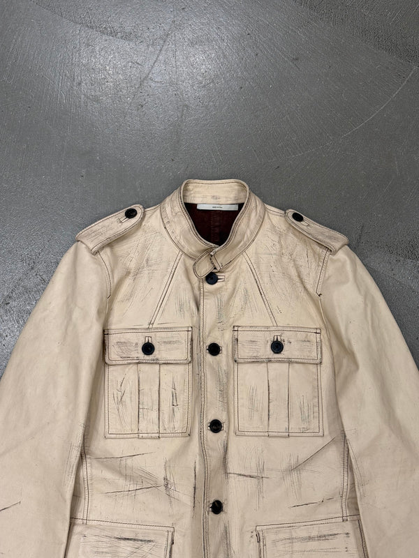 S/S2001 Yves Saint Laurent by Tom Ford M-65 distressed military leather jacket