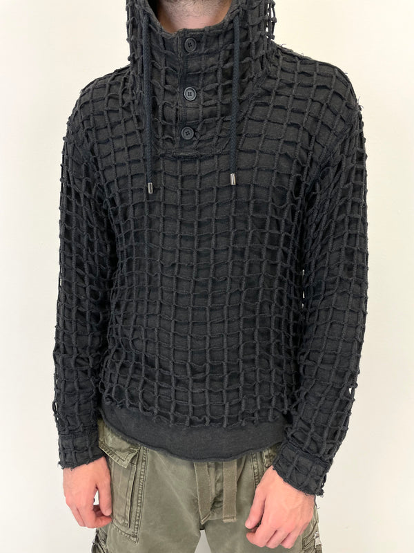 AW2012 Dolce & Gabbana laser cut net double layer hoodie