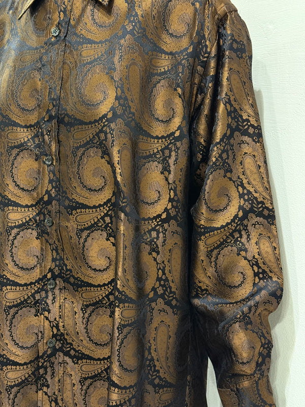 1997 Gucci by Tom Ford runway paisley iridescent silk shirt
