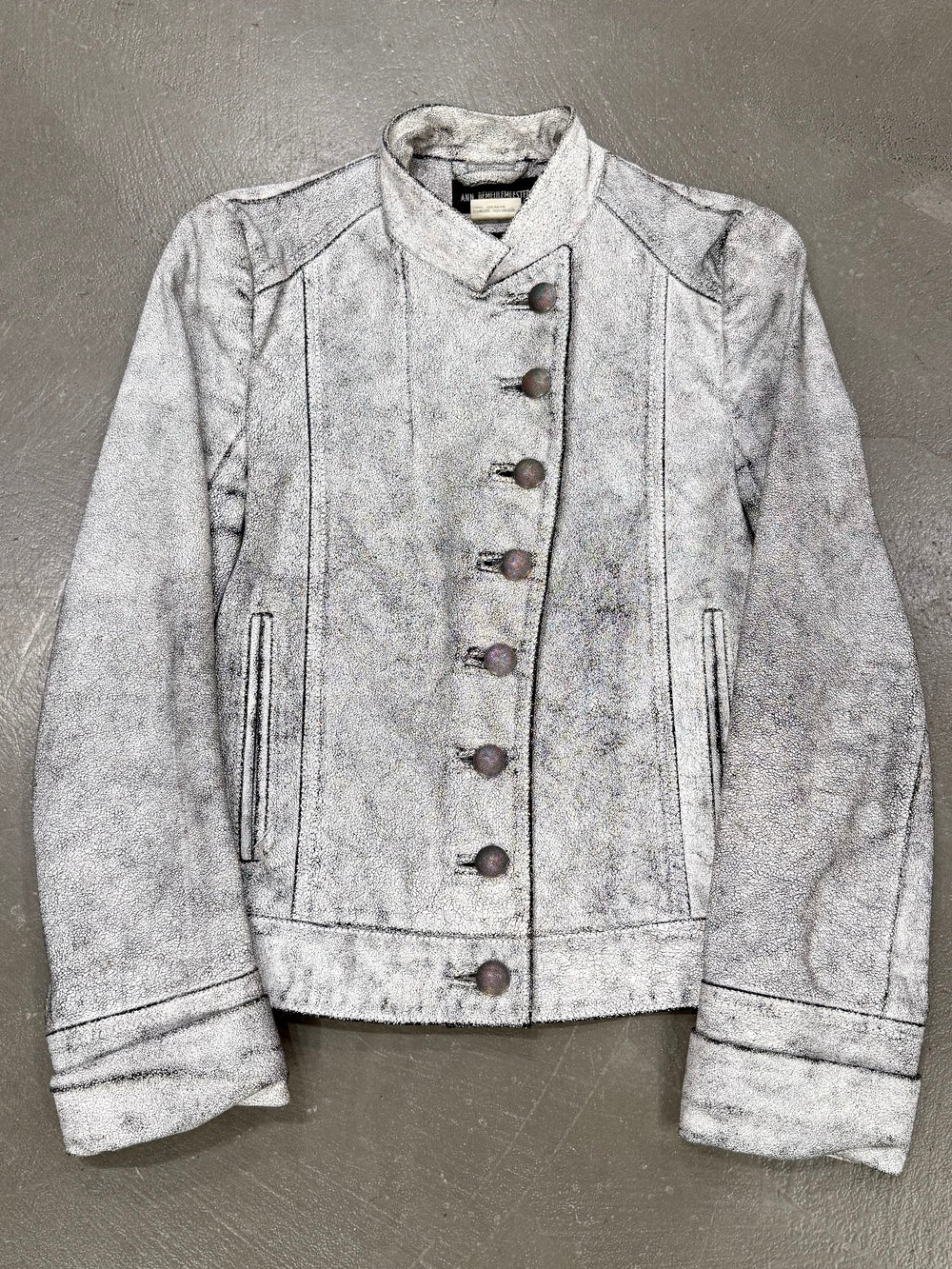 S/S2002 Ann Demeulemeester runway cracked leather Napoleon military jacket