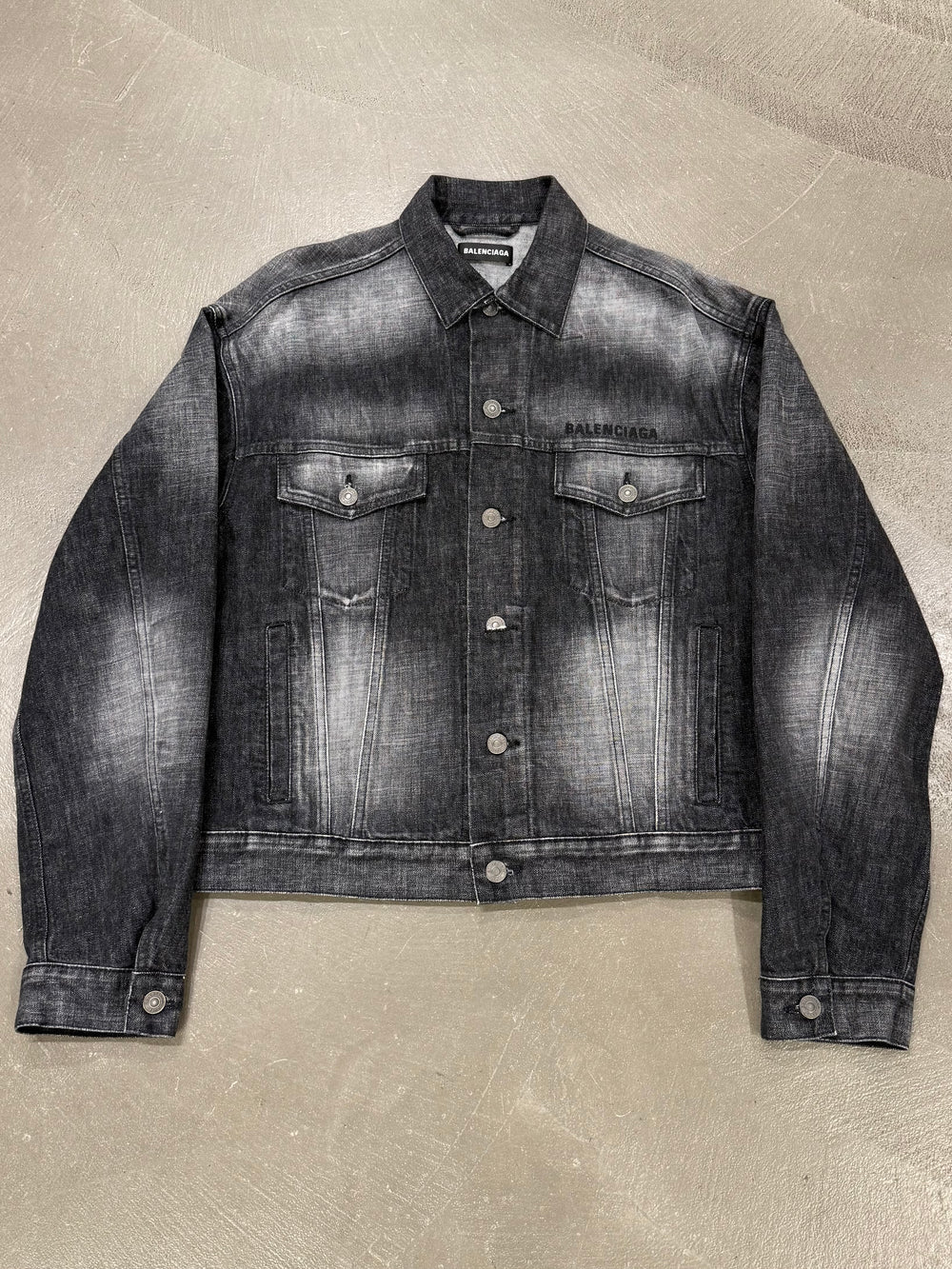 Balenciaga faded logo oversized denim jacket