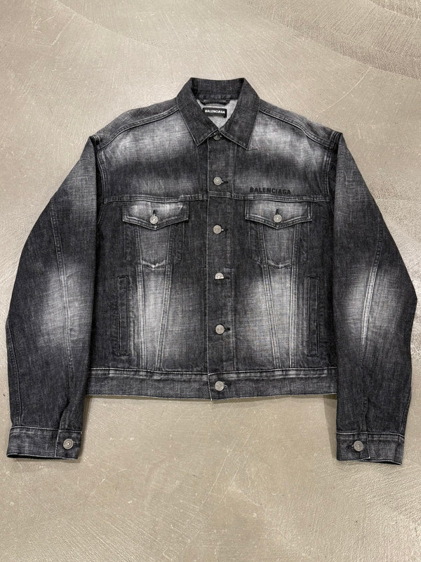Balenciaga faded logo oversized denim jacket
