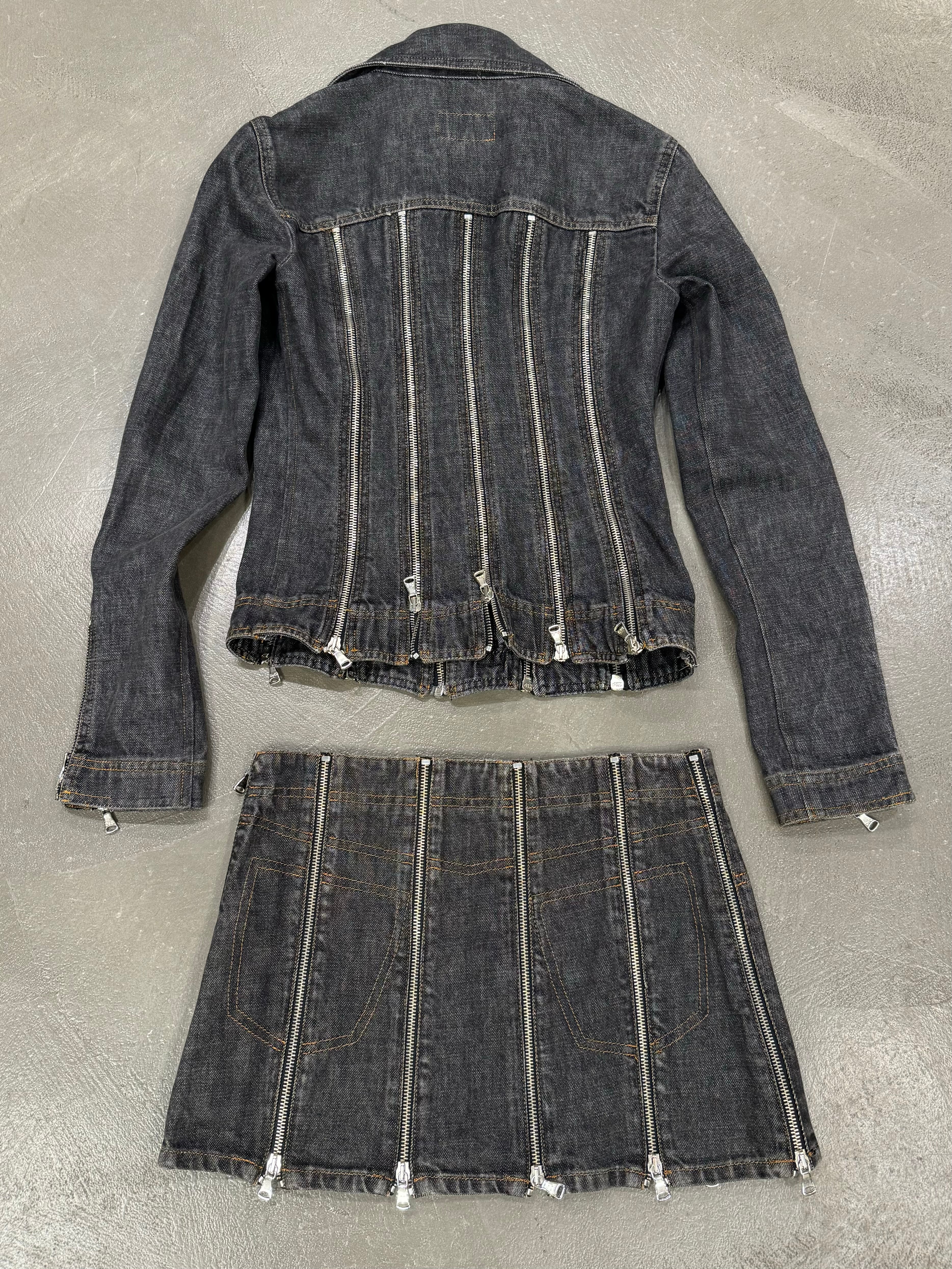 S/S 2004 Dolce & Gabbana zipper denim set (jacket + skirt)
