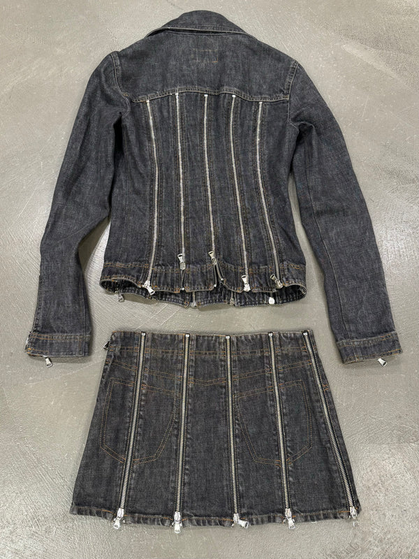 S/S 2004 Dolce & Gabbana zipper denim set (jacket + skirt)