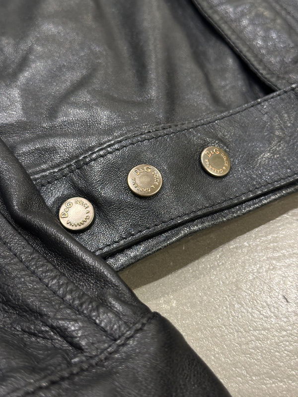 2000s Dolce & Gabbana zipper biker moto leather jacket