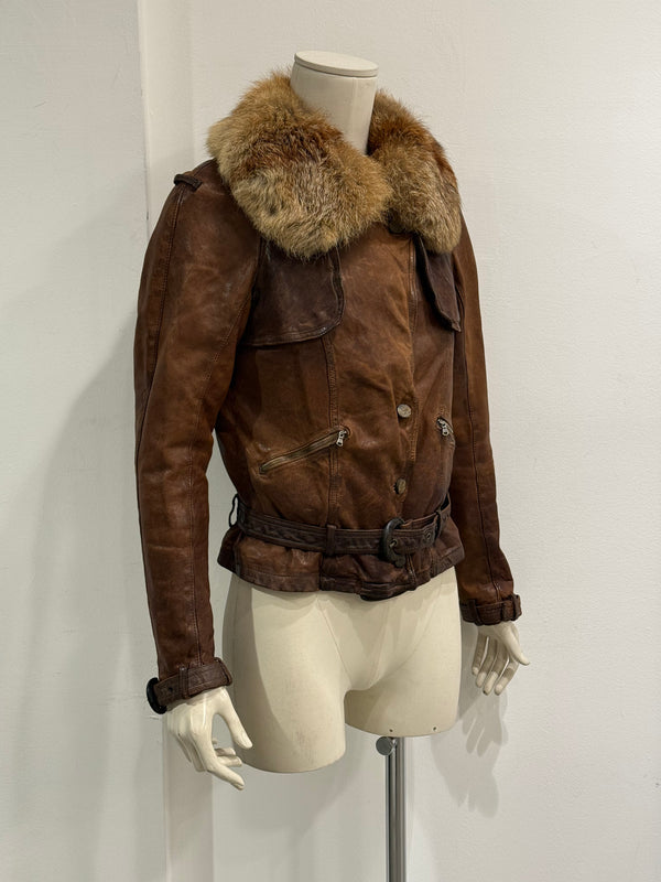 2000s Giorgio Brato real fur leather jacket