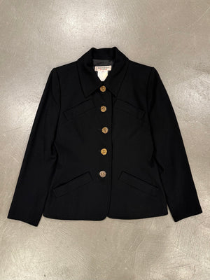 1990s Yves Saint Laurent  wool skirt suit with gold buttons