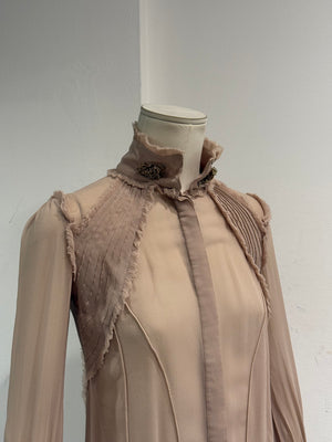 2000s Roberto Cavalli ruffle trim long sleeve shirt