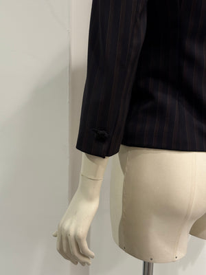 2000s Dolce & Gabbana scarf detail pinstripe suit
