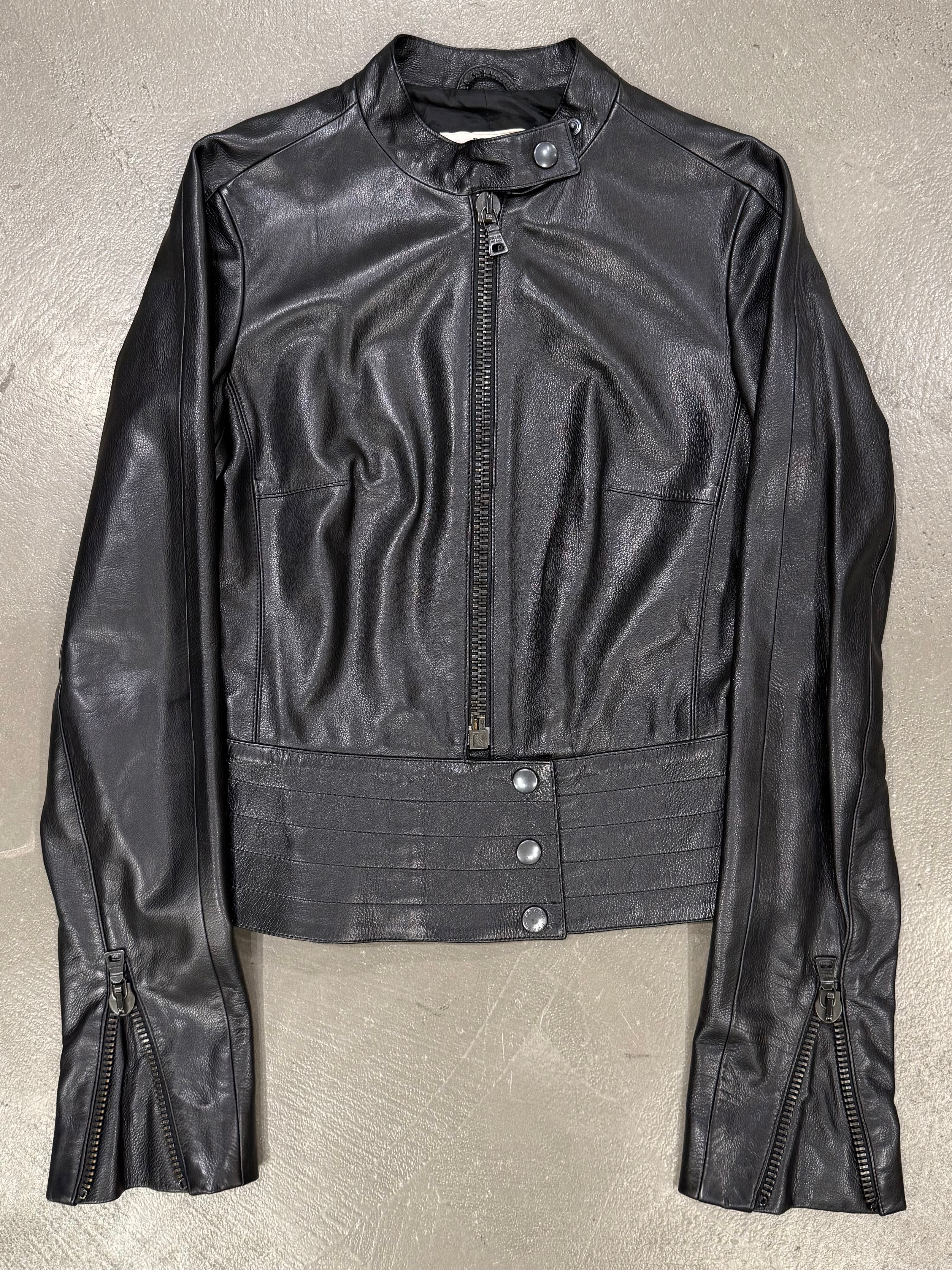 2000s Prada moto biker leather jacket