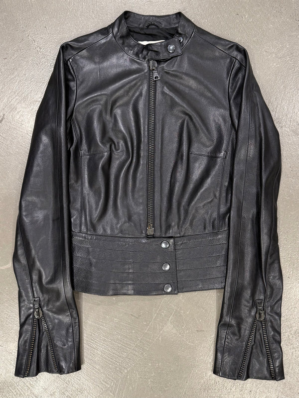 2000s Prada moto biker leather jacket