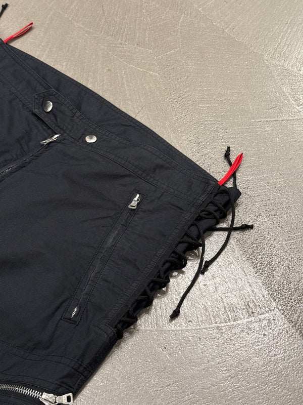 2000s Prada lace up multi-zip nylon astro cargo pants