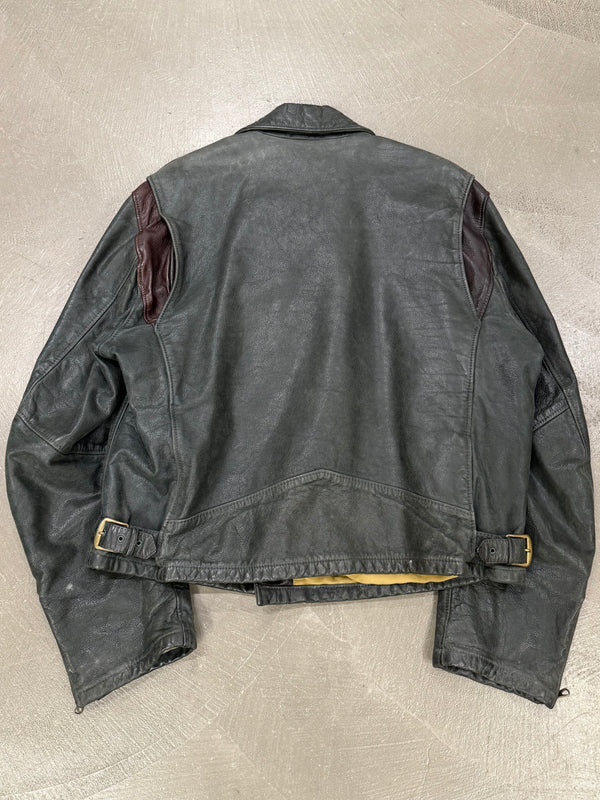 1990s Armani double breasted aviator leather jacket