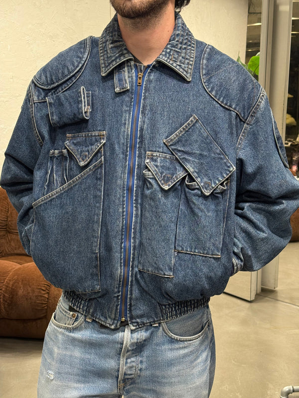 A/W1986 Katharine Hamnett denim cargo bomber jacket