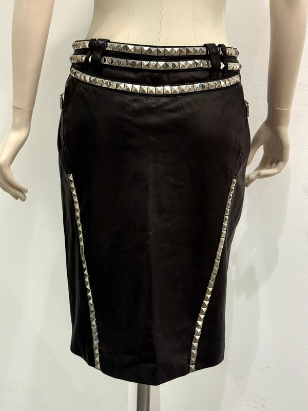 1990s Gianni Versace studded leather skirt