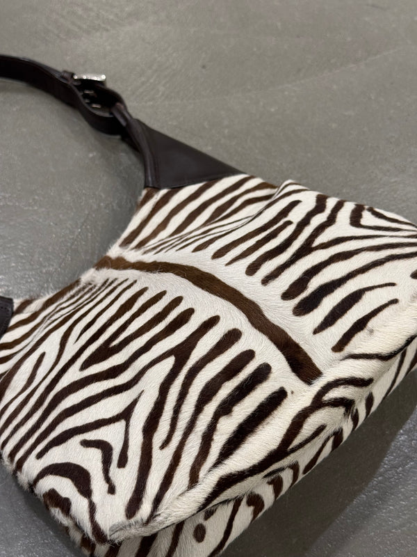 2000s Prada zebra pony hair bag