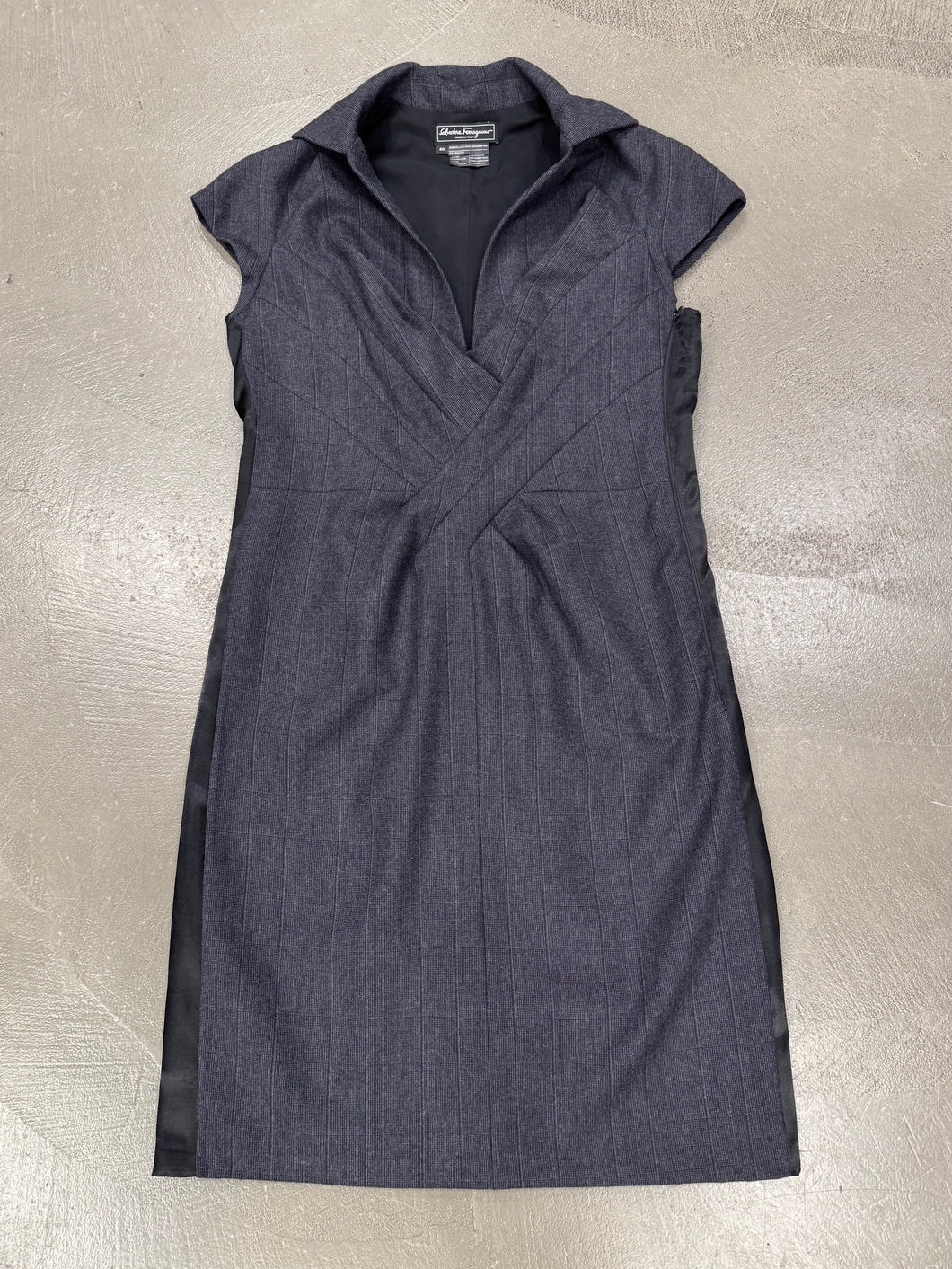1990s Salvatore Ferragamo midi collar dress
