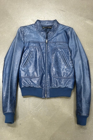 2007 Balenciaga by Nicolas Ghesquiere cropped leather bomber jacket