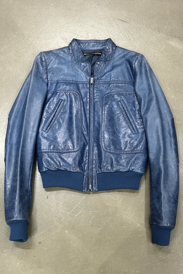2007 Balenciaga by Nicolas Ghesquiere cropped leather bomber jacket