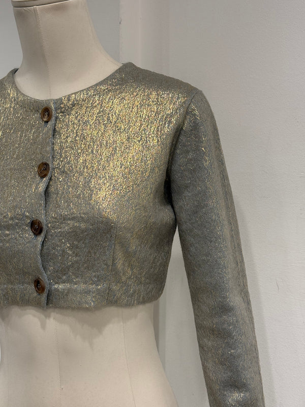 2000s Prada metallic cropped cardigan